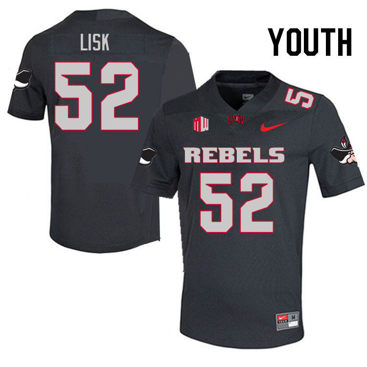 Youth #52 Ben Lisk UNLV Rebels College Football Jerseys Stitched Sale-Charcoal - Click Image to Close